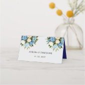 Gepersonaliseerde blauwe en witte Rose Place kaart (Achterkant)