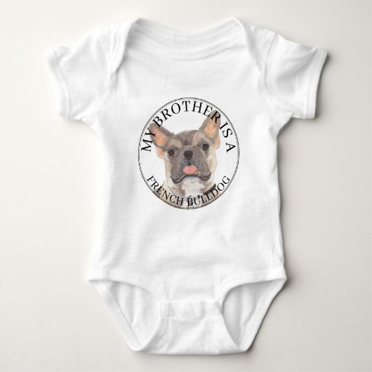 Gepersonaliseerde Blauwe Fawn Tricolor Franse Bull Romper (Voorkant)