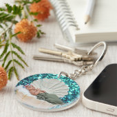 Gepersonaliseerde Blauwe Glitter Keyring met Aange Sleutelhanger (Voorkant Rechts)