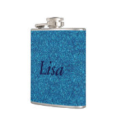 Gepersonaliseerde blauwe glitterkolf heupfles (Links)