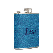 Gepersonaliseerde blauwe glitterkolf heupfles (Rechts)