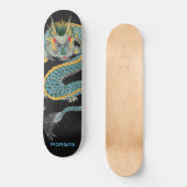 Gepersonaliseerde blauwe gouddrakenskateboard skateboard (Voorkant)