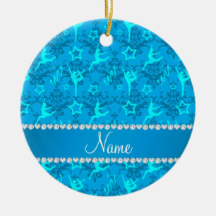 Gepersonaliseerde blauwe het damastgymnastiek van keramisch ornament