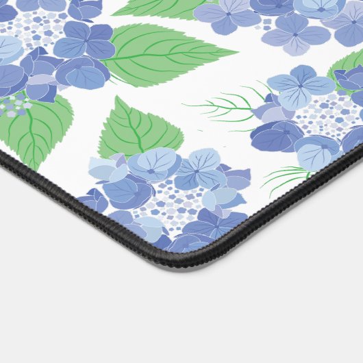 Gepersonaliseerde Blauwe Hortensia Bloemen Bureaumat (Hoek)