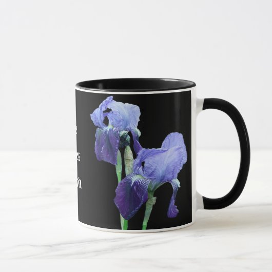  gepersonaliseerde blauwe irisbloemen mok (Rechts)