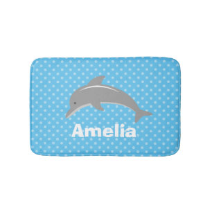 Gepersonaliseerde blauwe kinder badmat met leuke