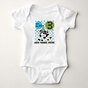 Gepersonaliseerde Blauwe Koe 3e Verjaardag Tshirt