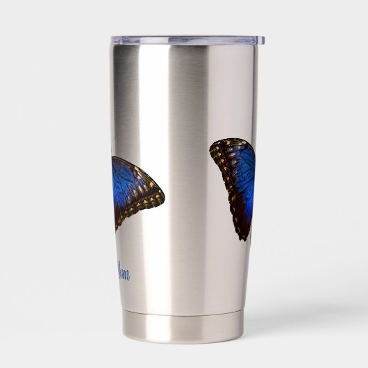 Gepersonaliseerde Blauwe Morpho Vlinder Waterfles Geïsoleerde Drinkbeker (Links)