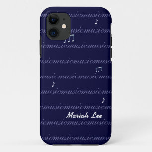 gepersonaliseerde blauwe muzieknoten iPhone 11 hoesje