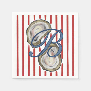 Gepersonaliseerde blauwe oesterschelpen servet