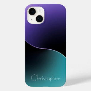 Gepersonaliseerde blauwe Radiale Textuur iphone 15 Case-Mate iPhone 14 Hoesje