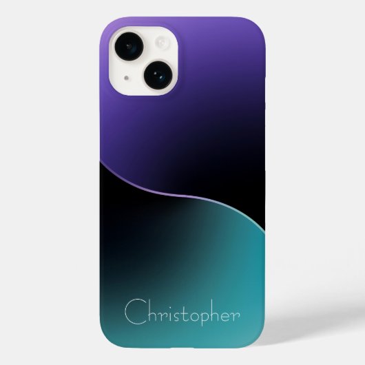 Gepersonaliseerde blauwe Radiale Textuur iphone 15 Case-Mate iPhone Case (Achterkant)