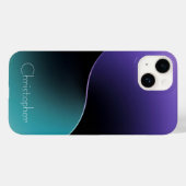 Gepersonaliseerde blauwe Radiale Textuur iphone 15 Case-Mate iPhone Case (Achterkant (horizontaal))