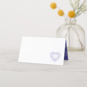 Gepersonaliseerde blauwe saffier hart plaats gast
