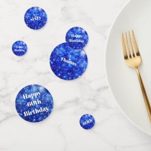 Gepersonaliseerde Blauwe Sparkle 60e verjaardag Confetti