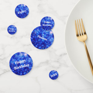 Gepersonaliseerde Blauwe Sparkle 80ste verjaardag Confetti