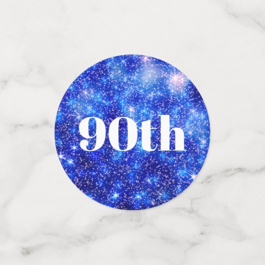 Gepersonaliseerde Blauwe Sparkle 90ste verjaardag Confetti (Kleine voorkant)