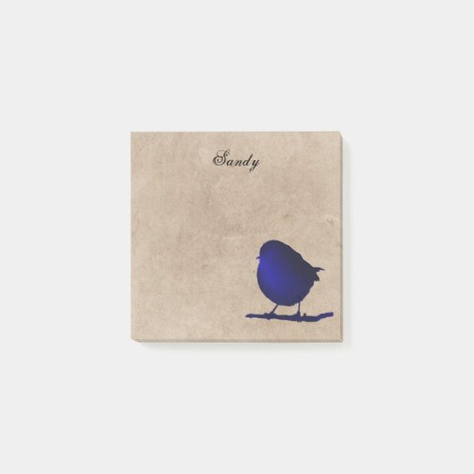 Gepersonaliseerde blauwe vogel post-it® notes (Voorkant)