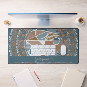 Gepersonaliseerde Blauwgroen en Gouden Abstracte A Bureaumat