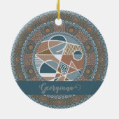 Gepersonaliseerde Blauwgroen en Gouden Abstracte A Keramisch Ornament (Achterkant)