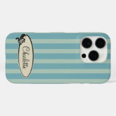 Gepersonaliseerde  Blauwgroen en Sage Stripes Case-Mate iPhone Case (Achterkant (horizontaal))