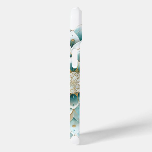 Gepersonaliseerde Blauwgroen gouden bloemenkrans M Case-Mate iPhone Case (Achterkant / Rechts)