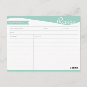 Gepersonaliseerde Blauwgroen & Witte Recept Kaart