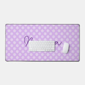 Gepersonaliseerde Bleke Lavendel Polka Dot Bureaumat (Keyboard & Muis)