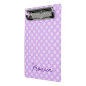 Gepersonaliseerde Bleke Lavendel Polka Dot Mini Klembord (Angled2)
