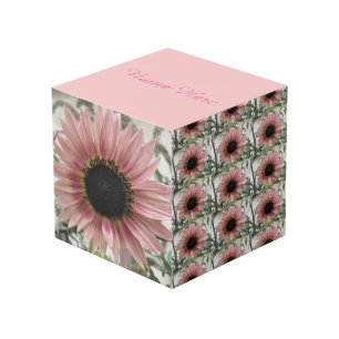 Gepersonaliseerde Bleke Roze Zonnebloem Kubus