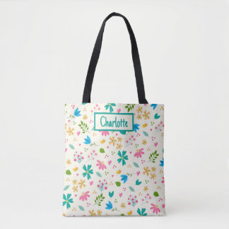 Gepersonaliseerde Bloemen Aangepaste Naam Draagtas