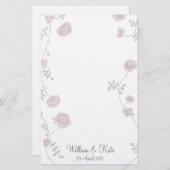 Gepersonaliseerde Bloemen bruiloft briefpapier (Voorkant / Achterkant)