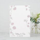 Gepersonaliseerde Bloemen bruiloft briefpapier (Staand voorkant)