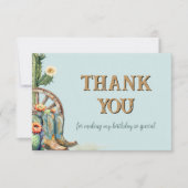 Gepersonaliseerde Bloemen Cactus Laarzen Thema Dan Bedankkaart (Voorkant)