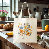 Gepersonaliseerde Bloemen Canvas tas voor Oma