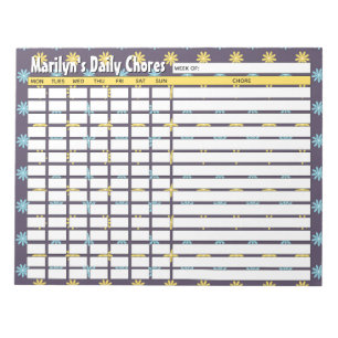 Gepersonaliseerde bloemen dagelijkse klusjes grafi notitieblok