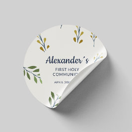 Gepersonaliseerde Bloemen Eerste Communie Sticker