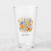 Gepersonaliseerde Bloemen Glas Beker voor Oma Gift (Voorkant)