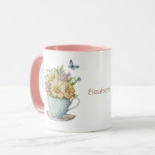 Gepersonaliseerde bloemen in de Mok van de Teacup- (Voorkant links)