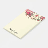 Gepersonaliseerde bloemen in roze en crème post-it® notes (Schuin)