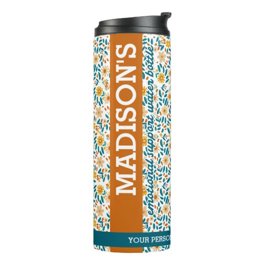 Gepersonaliseerde Bloemen Monogram & Naam Water Tu Thermosbeker (Gedraaid links)