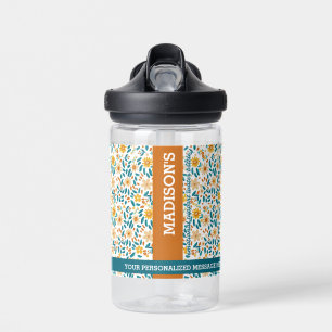 Gepersonaliseerde Bloemen Monogram & Naam Waterfle Waterfles