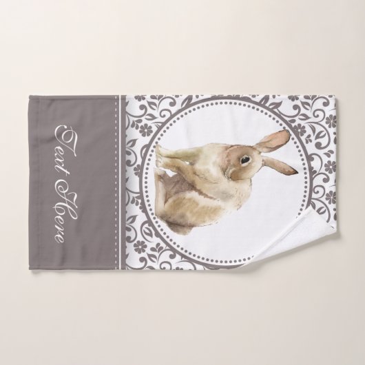 Gepersonaliseerde Bloemen Pasen Konijn ontwerp Bad Handdoek (Handdoek)