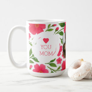 Gepersonaliseerde Bloemen Rode Mok - Love You Mom