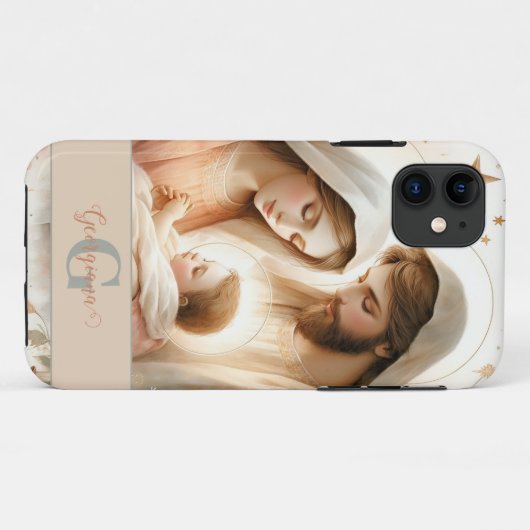 Gepersonaliseerde Bloemen Waterverf Baby Jesus Geb Case-Mate iPhone Case (Achterkant (horizontaal))