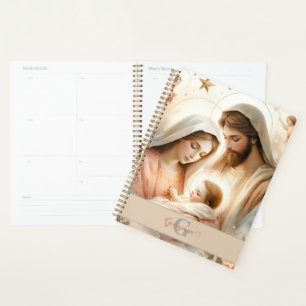Gepersonaliseerde Bloemen Waterverf Baby Jesus Geb Planner