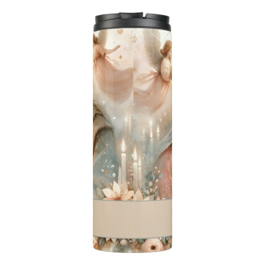 Gepersonaliseerde Bloemen Waterverf Baby Jesus Geb Thermosbeker (Achterkant)