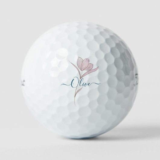 Gepersonaliseerde Bloemen Waterverf Golfballen – C (Voorkant)