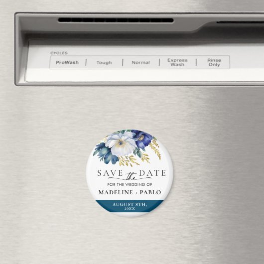 Gepersonaliseerde bloemenbruiloft Save the Date Ma Magneet (Insitu (Vaatwasser))