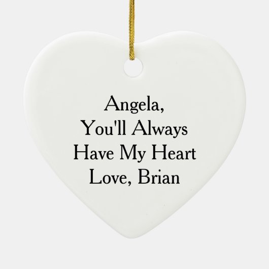 Gepersonaliseerde bloemenhart met sentimentele boo keramisch ornament (Achterkant)